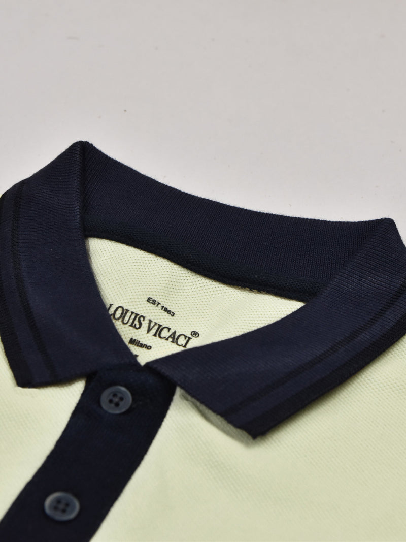Summer Polo Shirt For Men-Off White & Navy-LOC0013