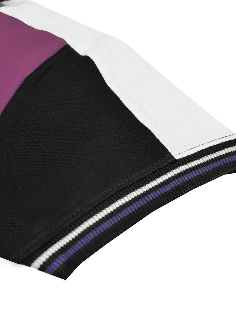 Summer Polo Shirt For Men-Purple With White & Black-LOC00105