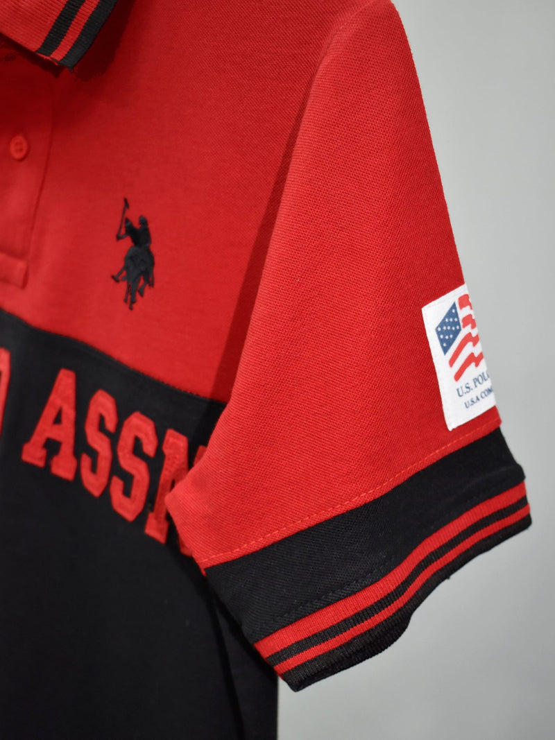 Summer Polo Shirt For Men-Red & Black-LOC00145