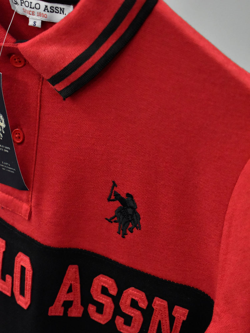 Summer Polo Shirt For Men-Red & Black-LOC00145
