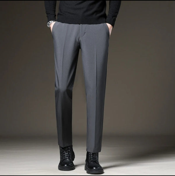 Oxen Super Stretchy Slim Fit Lycra Pent For Men-Dark Grey-LOC#0PE08