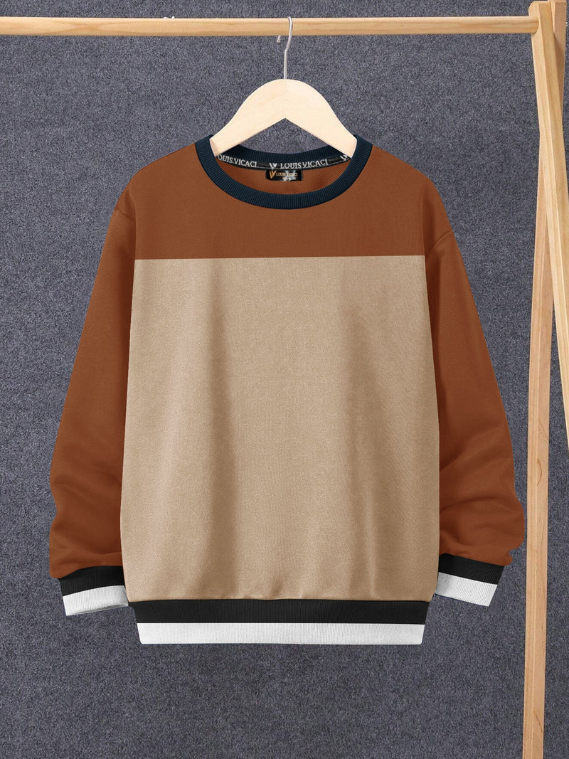 Louis Vicaci Fleece Sweatshirt For Kids-Camel & Brown-RT2346