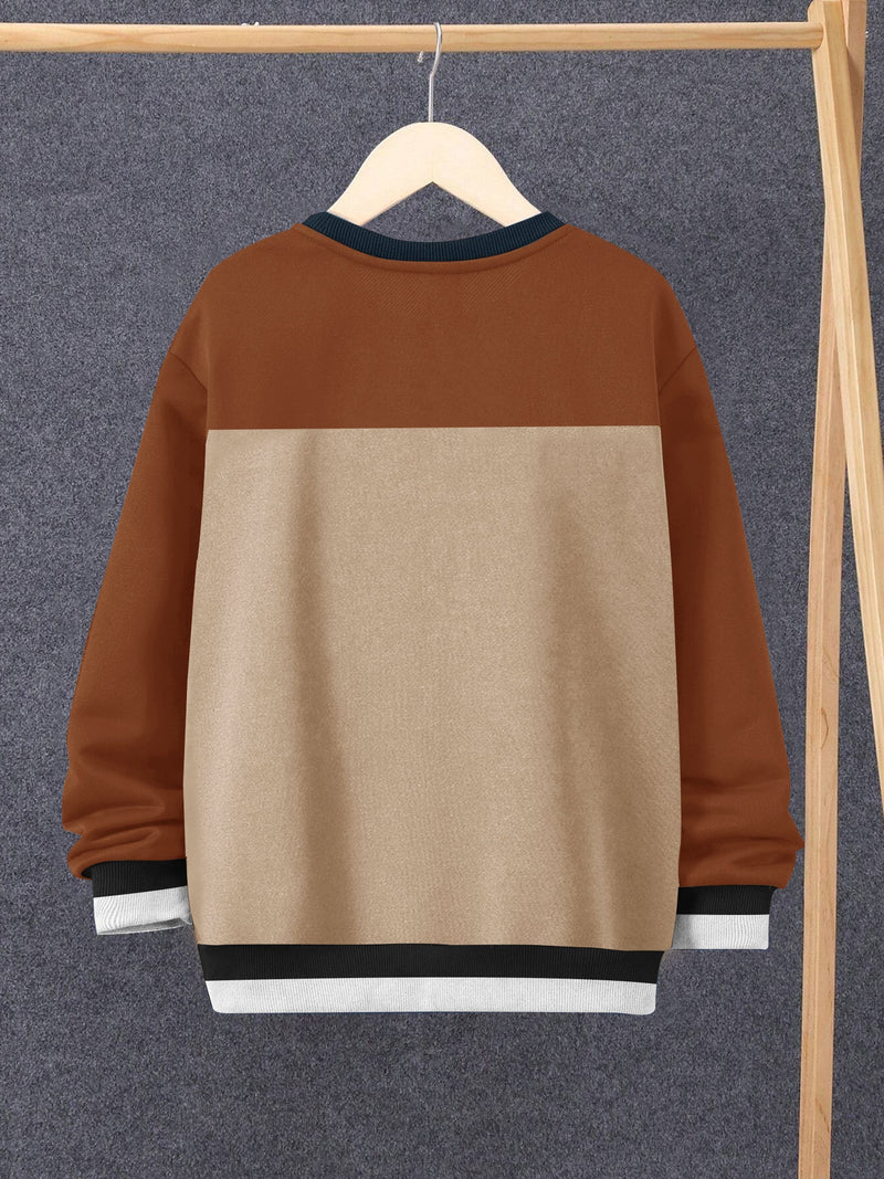 Louis Vicaci Fleece Sweatshirt For Kids-Camel & Brown-RT2346