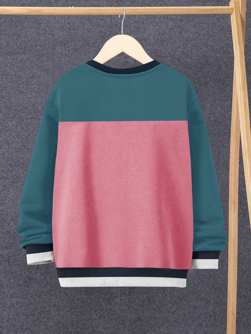 Louis Vicaci Fleece Sweatshirt For Kids-Pink Melange & Slate Blue-RT2349