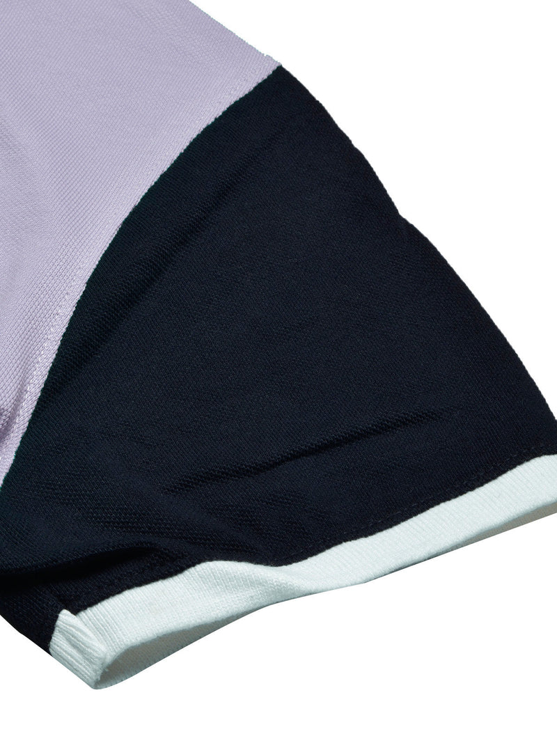 LV Summer Polo Shirt For Men-Light Purple with Navy-LOC0079