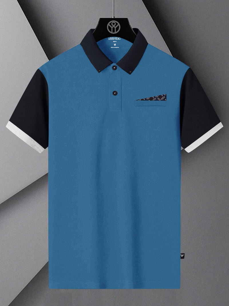 LV Summer Polo Shirt For Men-Dark Sky with Black-LOC0069