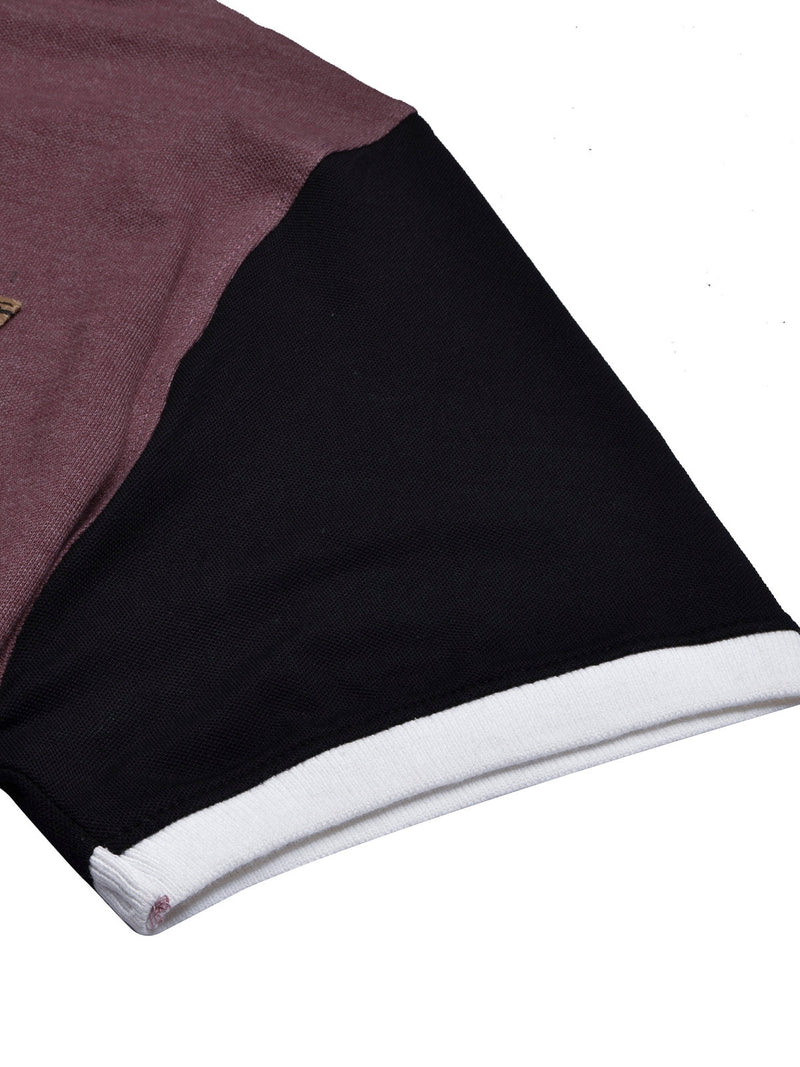 LV Summer Polo Shirt For Men-Light Maroon Melange with Black-LOC0014