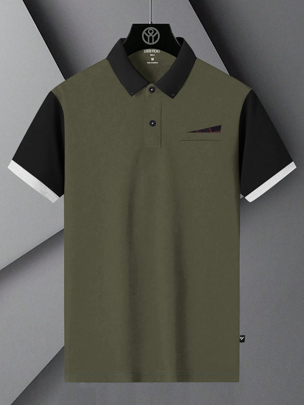 LV Summer Polo Shirt For Men-Olive with Black-LOC0013