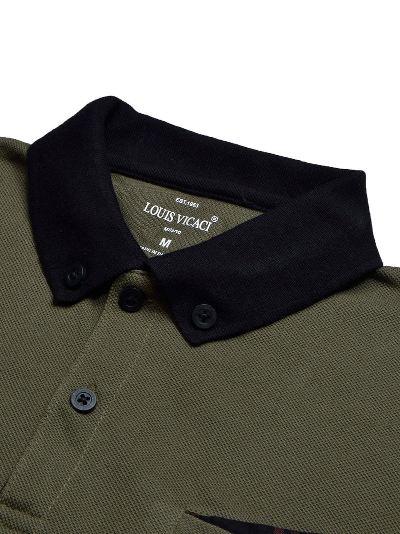 LV Summer Polo Shirt For Men-Olive with Black-LOC0013