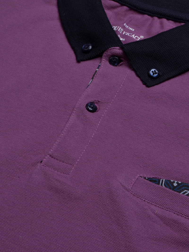LV Summer Polo Shirt For Men-Purple with Navy-LOC0016