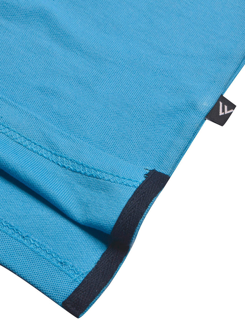 LV Summer Polo Shirt For Men-Sky Blue with White & Orange Panel-LOC0085