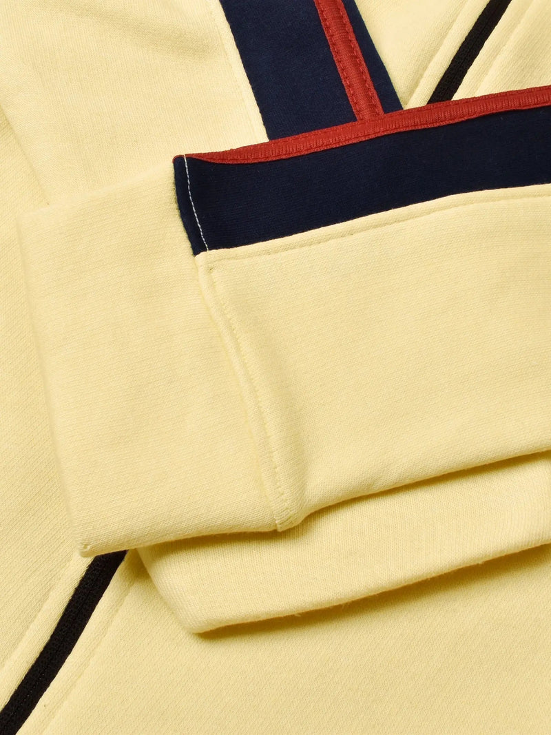 Louis Vicaci Fleece Zipper Tracksuit For Ladies Yellow with Navy-Stripe-SP292/RT2127
