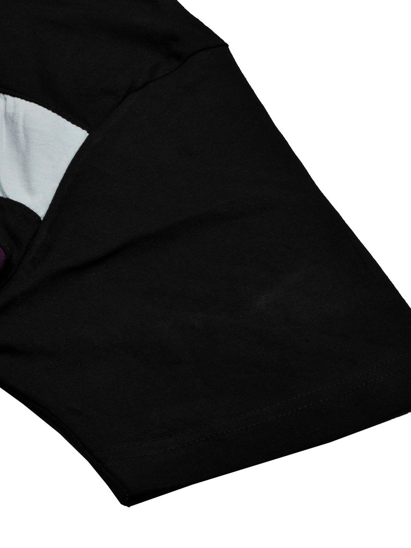 NXT Summer Polo Shirt For Men-Dark Navy With Black & Purple Stripe-LOC0033