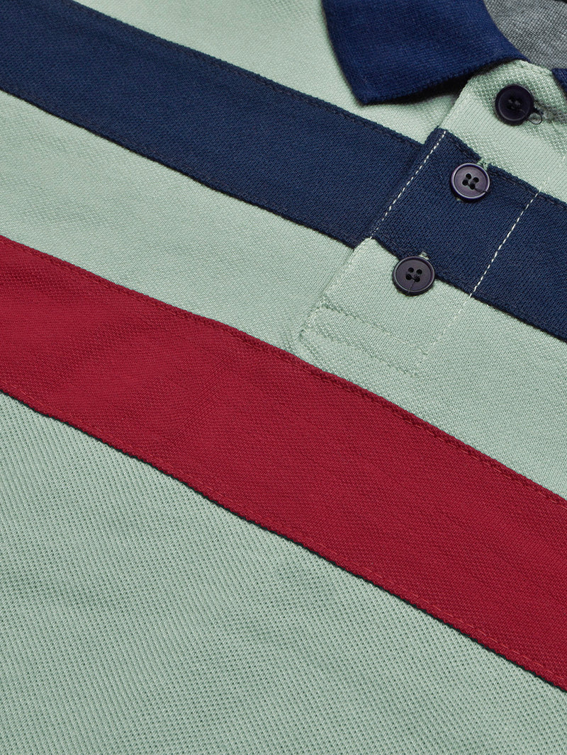 NXT Summer Polo Shirt For Men-Green with Red & Navy-LOC0088