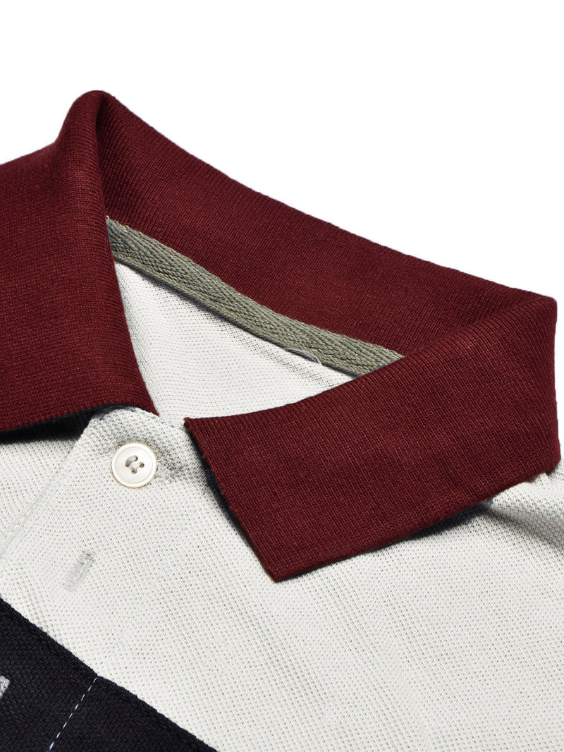 NXT Summer Polo Shirt For Men-Light Grey with Sky & Maroon-LOC0080
