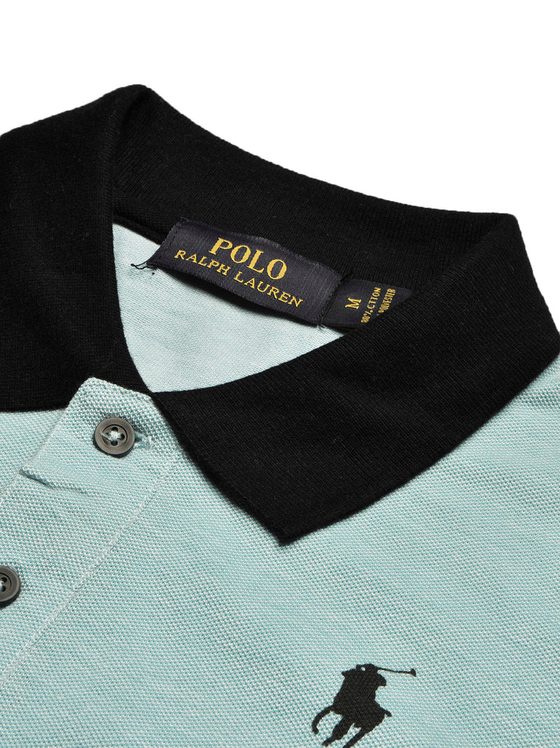 PRL Summer Polo Shirt For Men-Light Green Melange with Allover Print-LOC0011