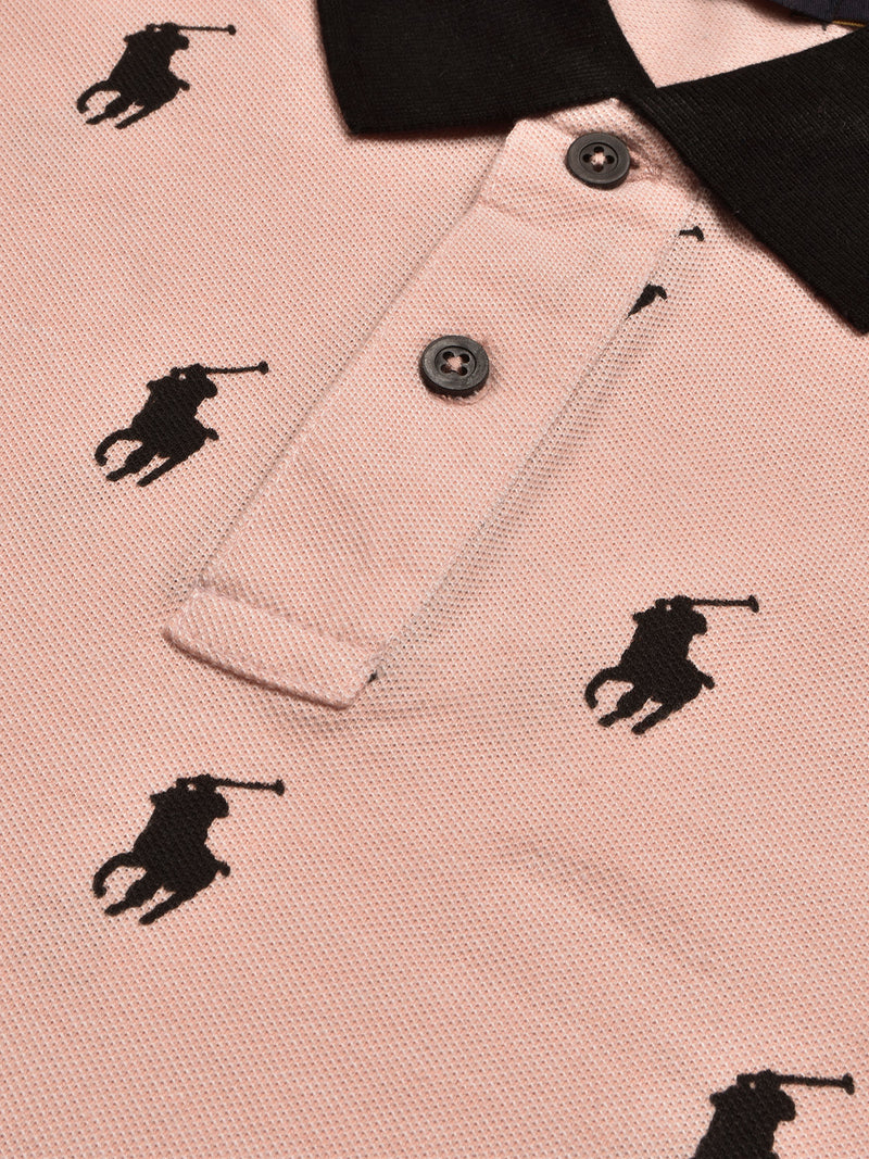 PRL Summer Polo Shirt For Men-Peach with Allover Print-LOC008