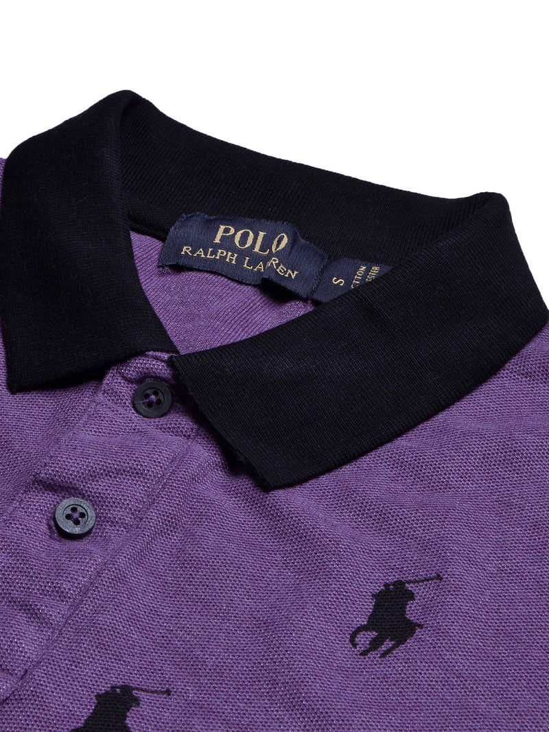 PRL Summer Polo Shirt For Men-Purple Melange with Allover Print-LOC0010