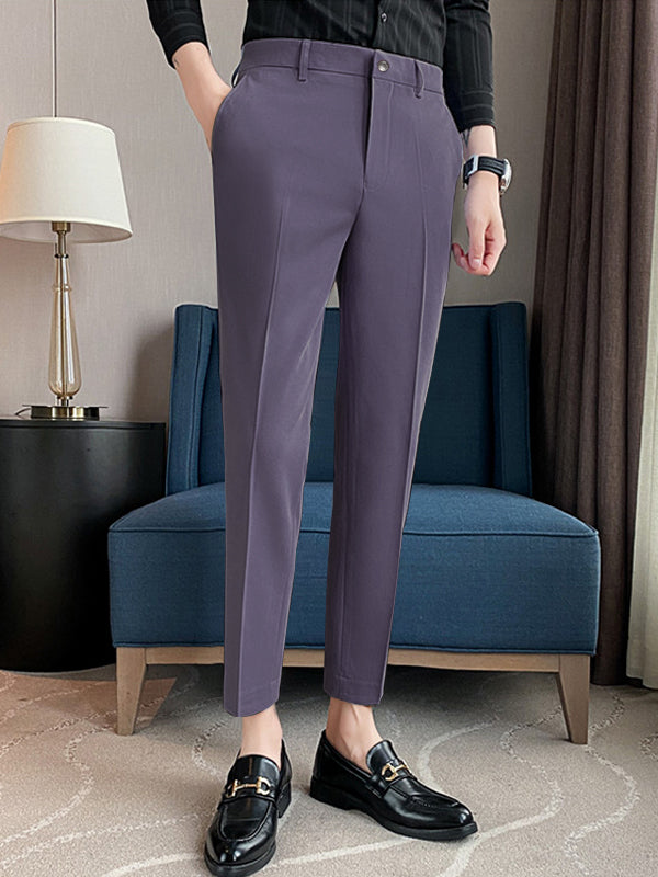 Louis Vicaci Super Stretchy Slim Fit Lycra Pent For Men-Purple-LOC#0PE019