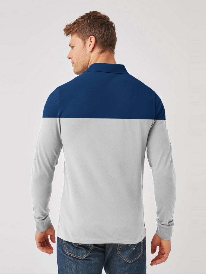 Summer Polo Shirt For Men-Royal Blue & Grey-LOC00106