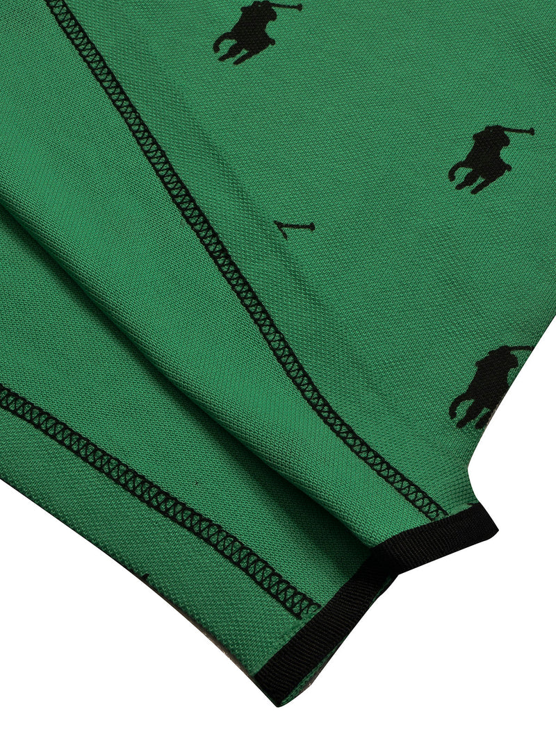 Summer Polo Shirt For Men-Green with Allover Print-LOC0053