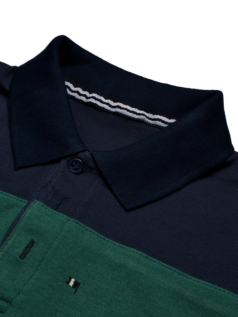 Summer Polo Shirt For Men-Pink with Navy & Green-LOC0044
