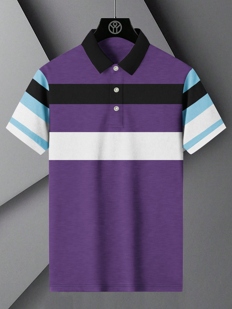Summer Polo Shirt For Men-Purple Melange & Navy-LOC0046
