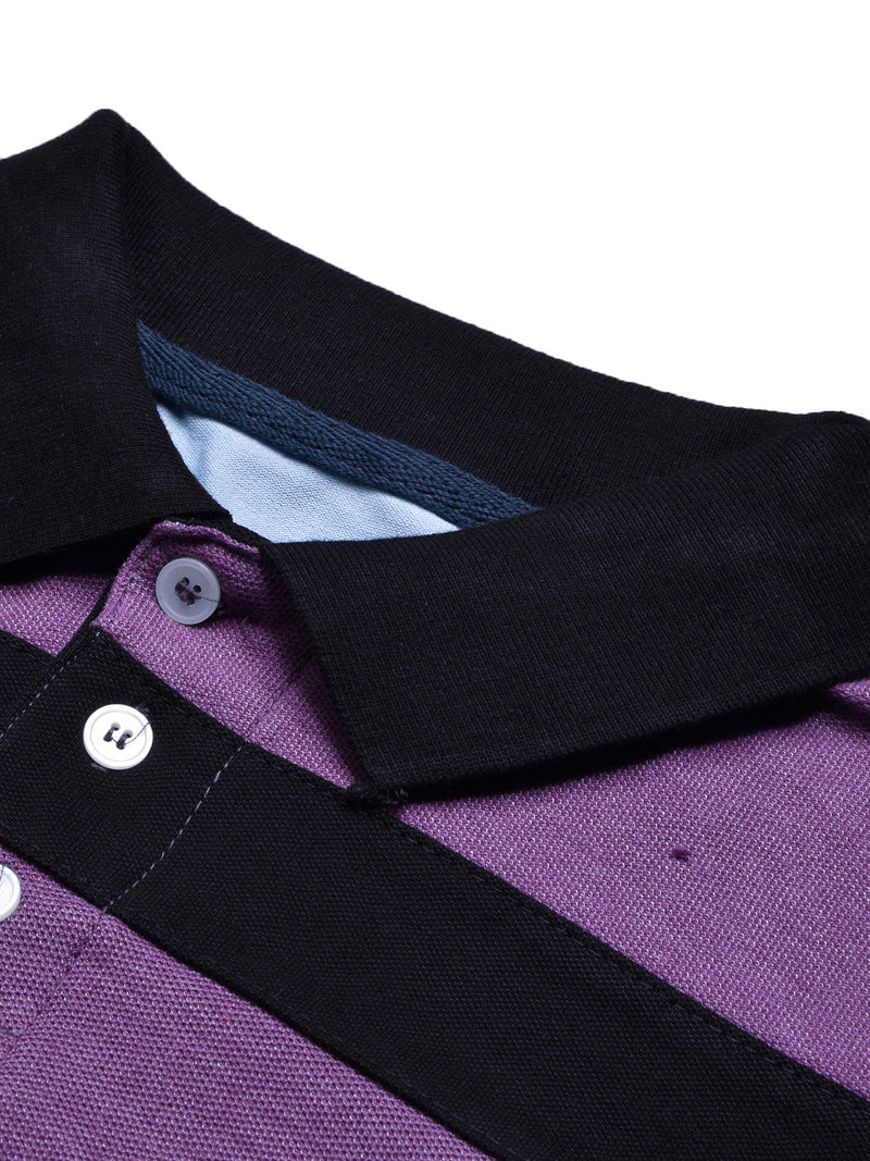 Summer Polo Shirt For Men-Purple Melange & Navy-LOC0046