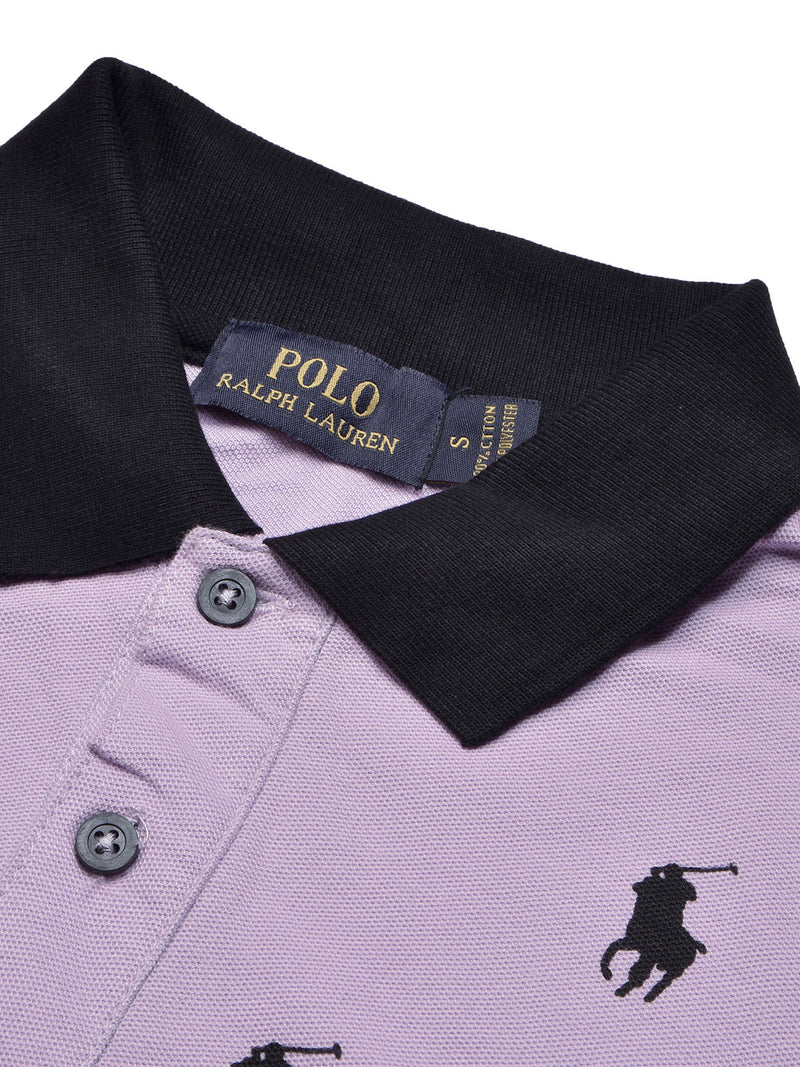 Summer Polo Shirt For Men-Purple with Allover Print-LOC0051