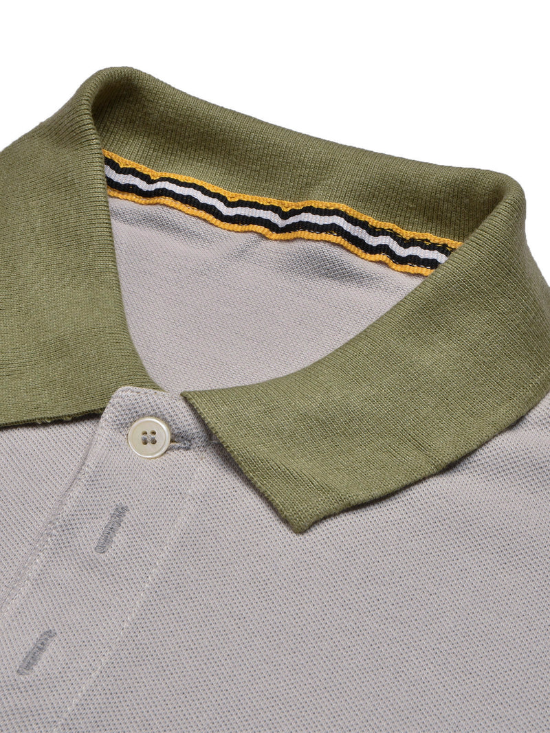 Summer Polo Shirt For Men-Slate Grey with Brown Panel-LOC0065