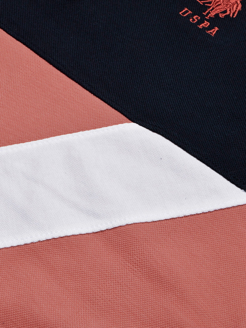 U.S Polo Assn. Summer Polo Shirt For Men-Dark Navy with Light Orange & White Panel-LOC0093