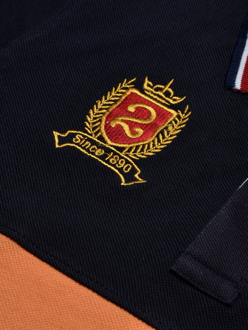 U.S Polo Assn. Summer Polo Shirt For Men-Orange with Navy & White Panel-LOC0072