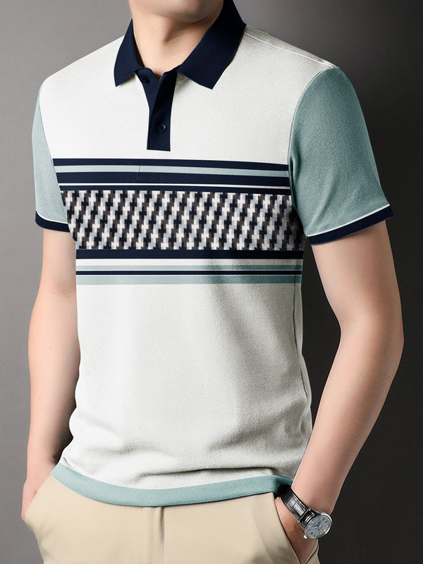 EASY Short Sleeve Wool Polo Shirt For Men-White-LOC00151