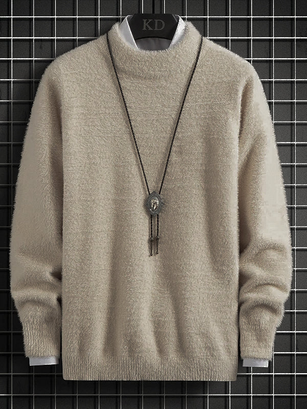 Louis Vicaci Turtle Neck Rabbit Wool Sweatshirt-Wheat-LOC#0S023