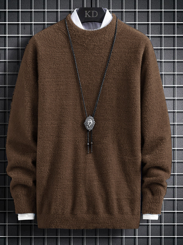 Louis Vicaci Turtle Neck Rabbit Wool Sweatshirt-Light Brown-LOC#0S023
