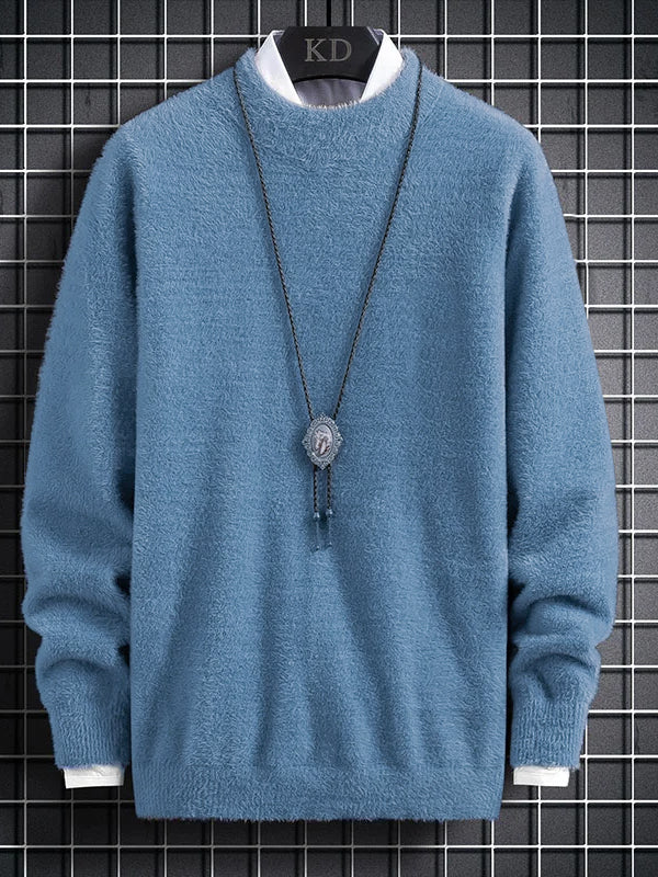 Louis Vicaci Turtle Neck Rabbit Wool Sweatshirt-Light Blue-LOC#0S024