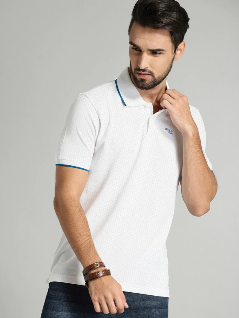 Summer Half Sleeve Polo Shirt For Men-White -AJ076 LOC00153