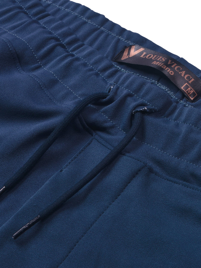 Louis Vicaci Slim Fit Lycra Trouser Pent For Men-Navy Blue-LOC