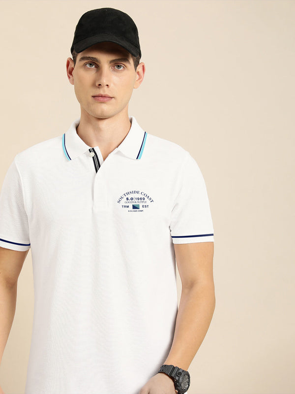 Summer Single Jersey Polo Shirt For Men-White-LOC0035