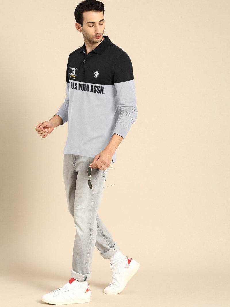Summer Polo Shirt For Men-Black & Grey-LOC00125