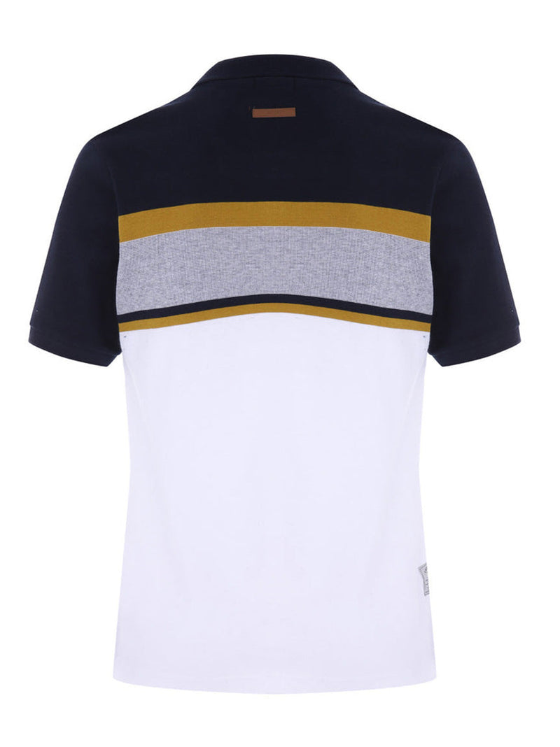 Summer Polo Shirt For Men-Navy with Stripe-LOC00120