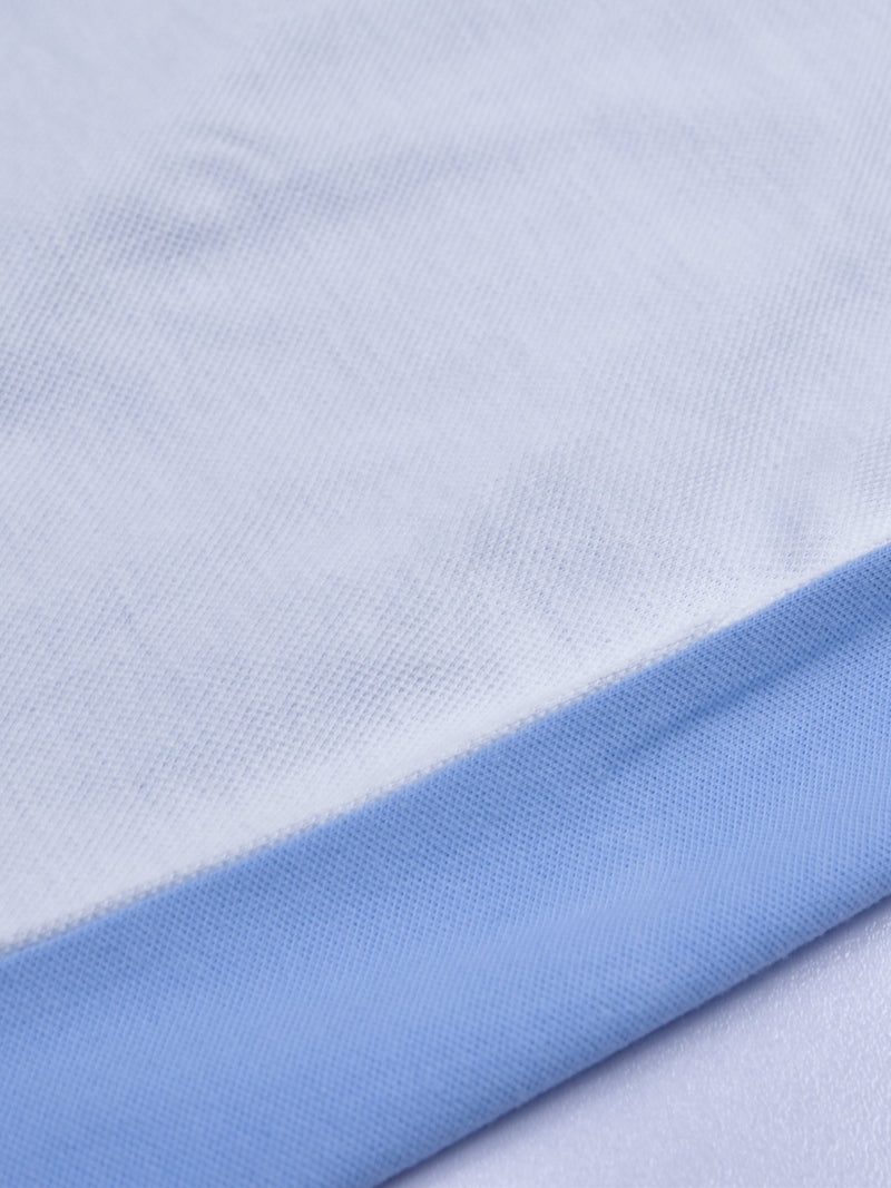 Summer Polo Shirt For Men-Dark Sky with White & Navy Stripe-LOC00113