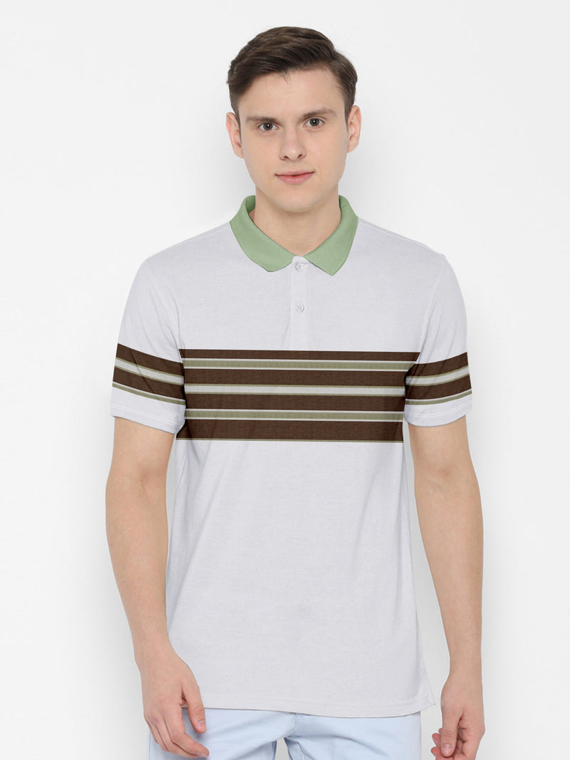 Summer Polo Shirt For Men-Grey with Brown Panel-LOC0075