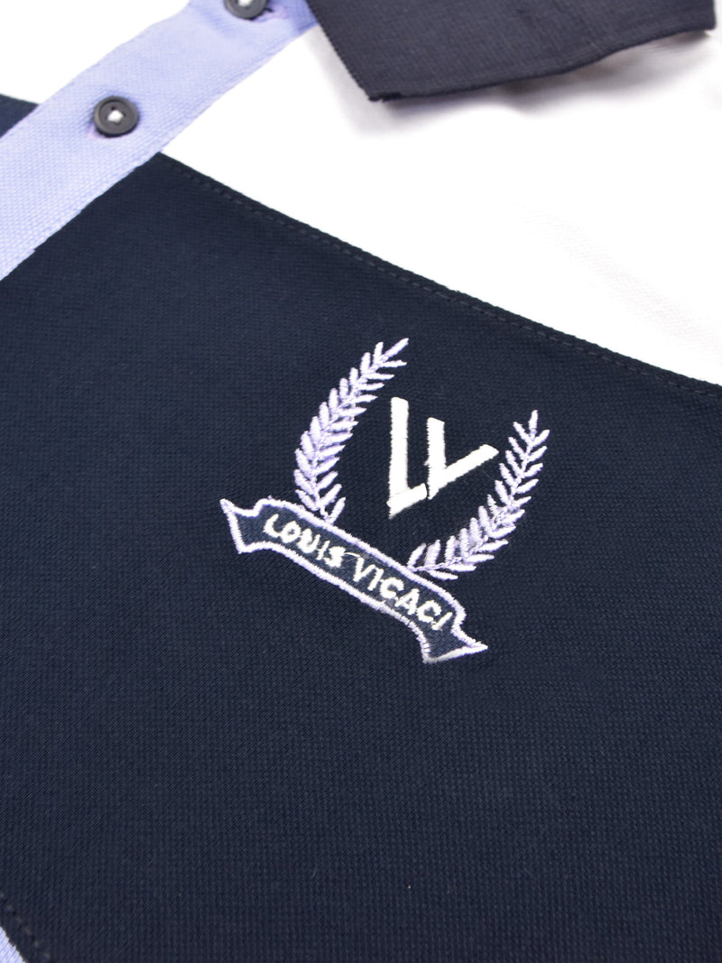 Summer Polo Shirt For Men-Light Blue with Navy & White-LOC0058