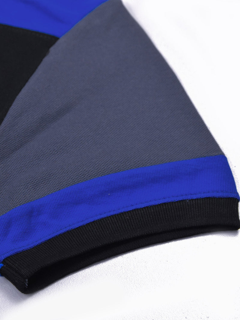 Summer Polo Shirt For Men-Slate Blue with Black Blue-LOC0057