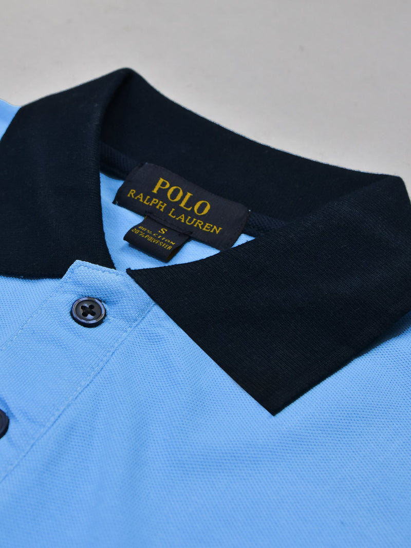 Summer Polo Shirt For Men-Sky & Navy-LOC00110