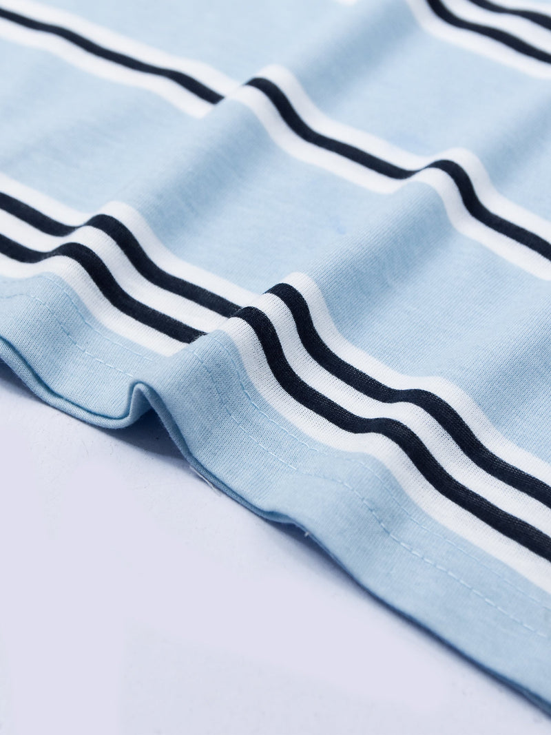 Summer Tee Shirt For Men-Sky with Stripe-LOC07