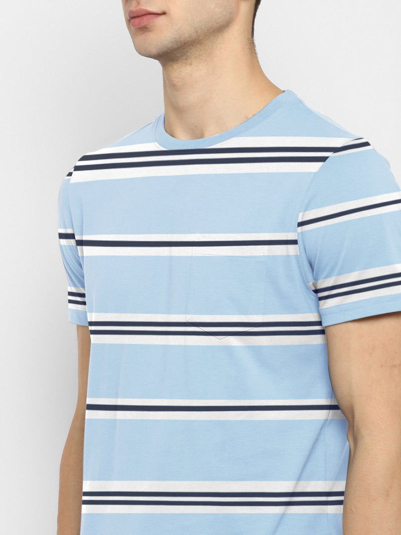 Summer Tee Shirt For Men-Sky with Stripe-LOC07