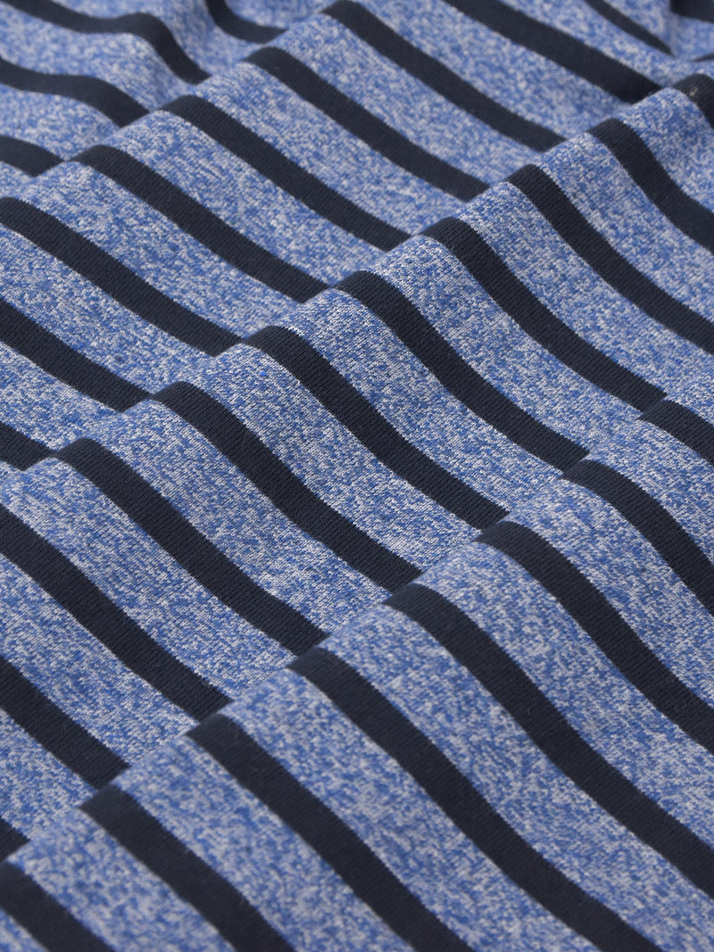 Summer Tee Shirt For Men-Blue Melange with Stripe-LOC05
