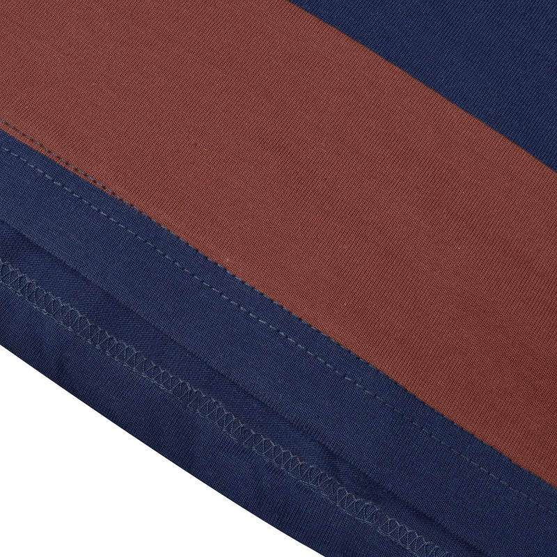 Summer Polo Shirt For Men-Navy & Brown Stripe-LOC00151